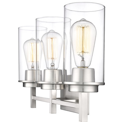 Luminaire de salle de bain à 3 lumières à intensité variable avec verre transparent Amauriah