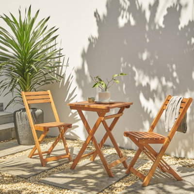 Reddish Brown Balcony Wood Bistro Set, Patio Set, Conversation Set, Patio Seating Set