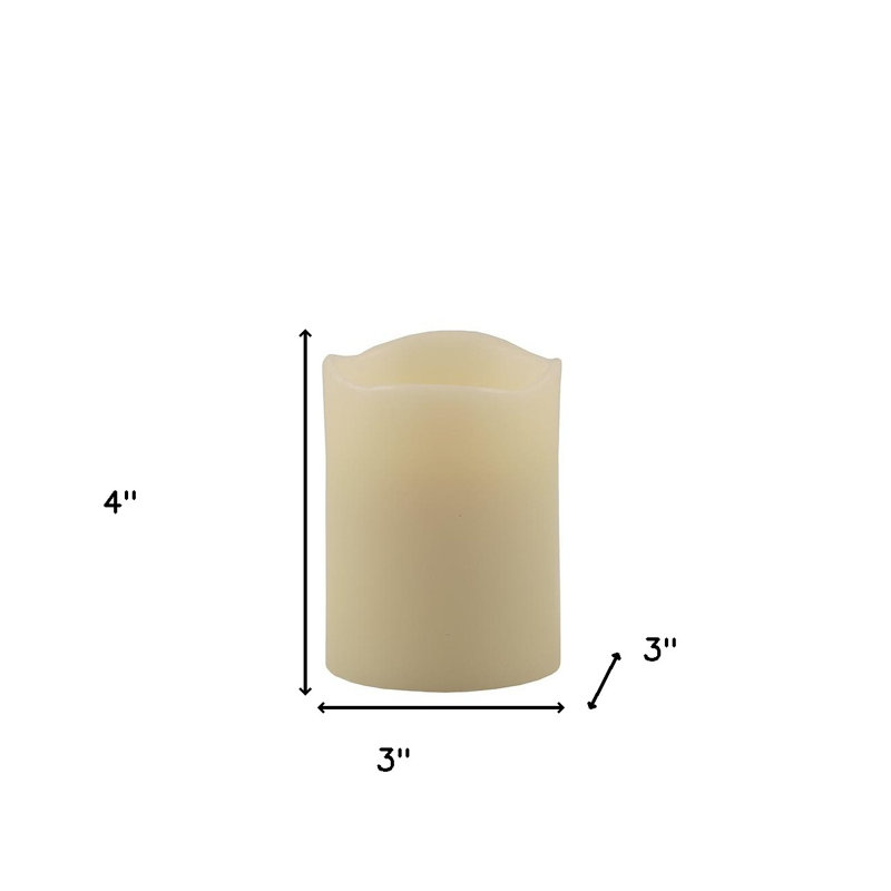 Bougie colonne sans flamme 4 po ivoire