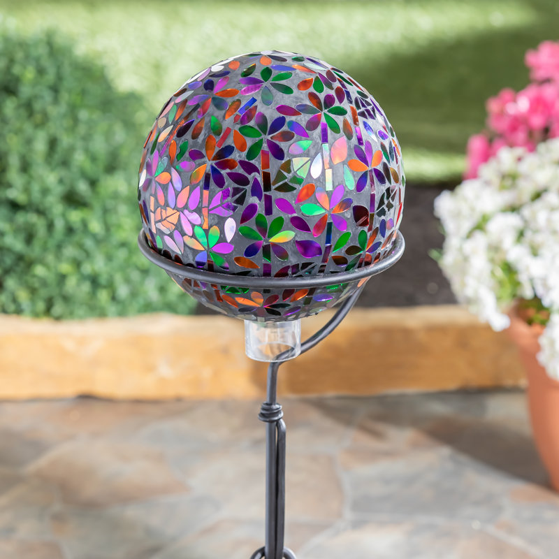Huguenot Glass Plants & Flowers Gazing Ball