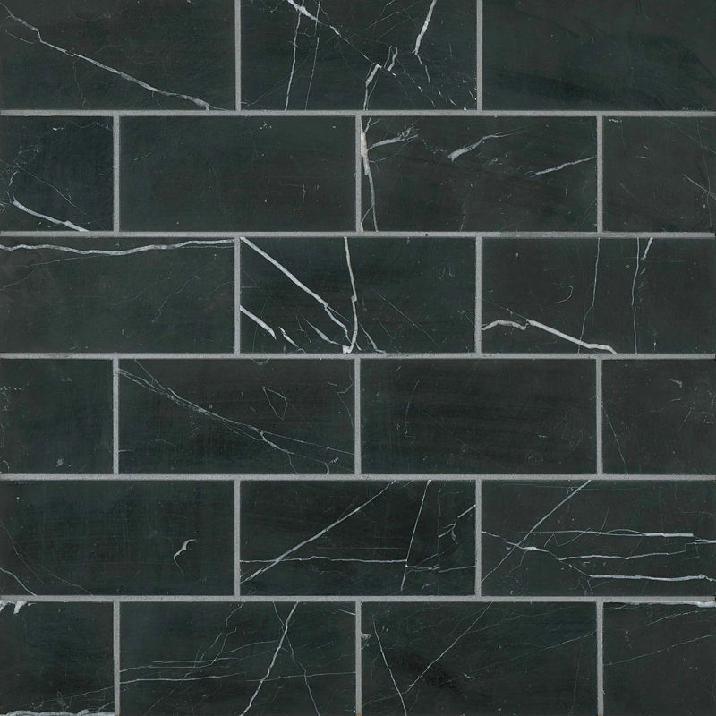 Ferrara 3" x 6" Honed Marble Tile, Nero