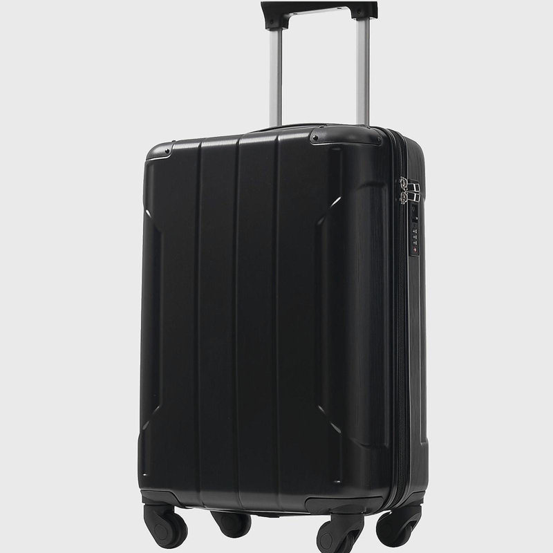 Valise de transport rigide de 20 pouces, valise légère en ABS durable avec roulettes pivotantes, verrou TSA intégré, 2 cubes de rangement, noir
