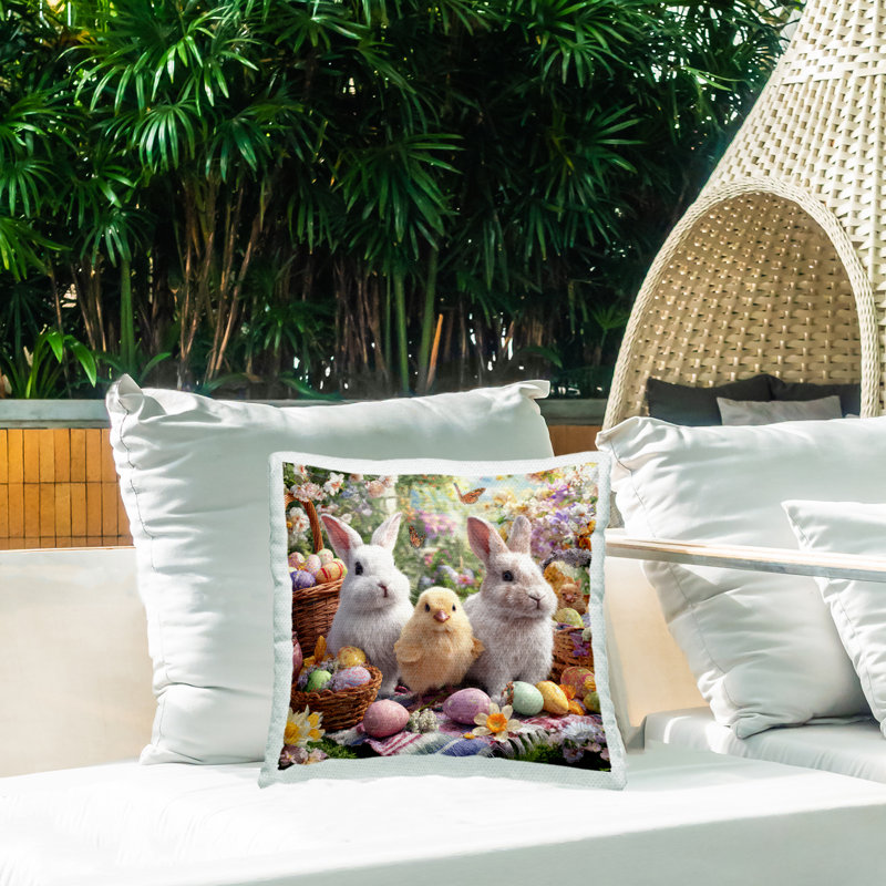 Coussin d'extérieur imprimé Pâques