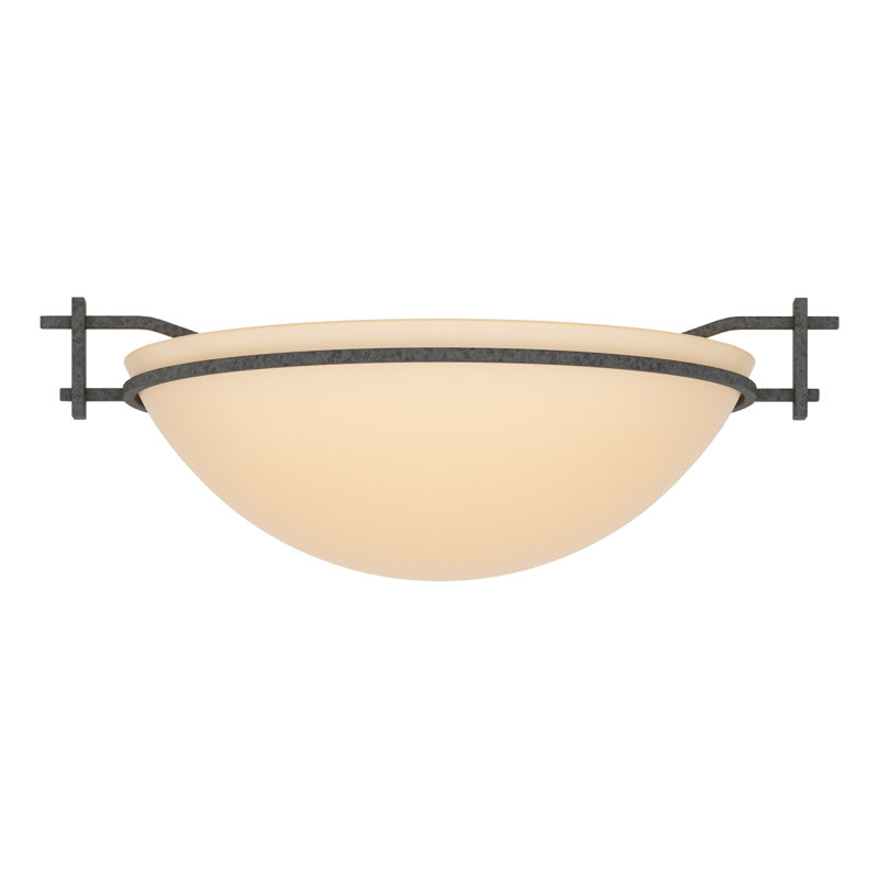 Moonband Semi Flush Mount, Natural Iron, Sand, 4.5" H x 11.4" W x 11.4" D