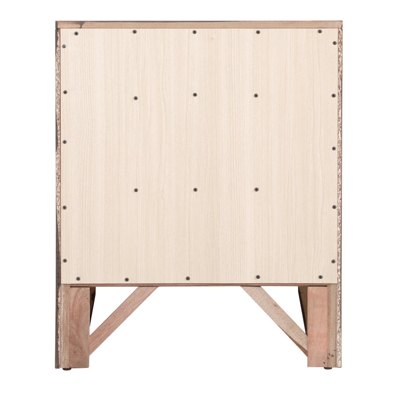 Élégante table de chevet avec rangement en cerisier foncé vif - H 28 po x l 23 po x P 17 po, 3 tiroirs, façade incurvée, aucun assemblage requis, élégante