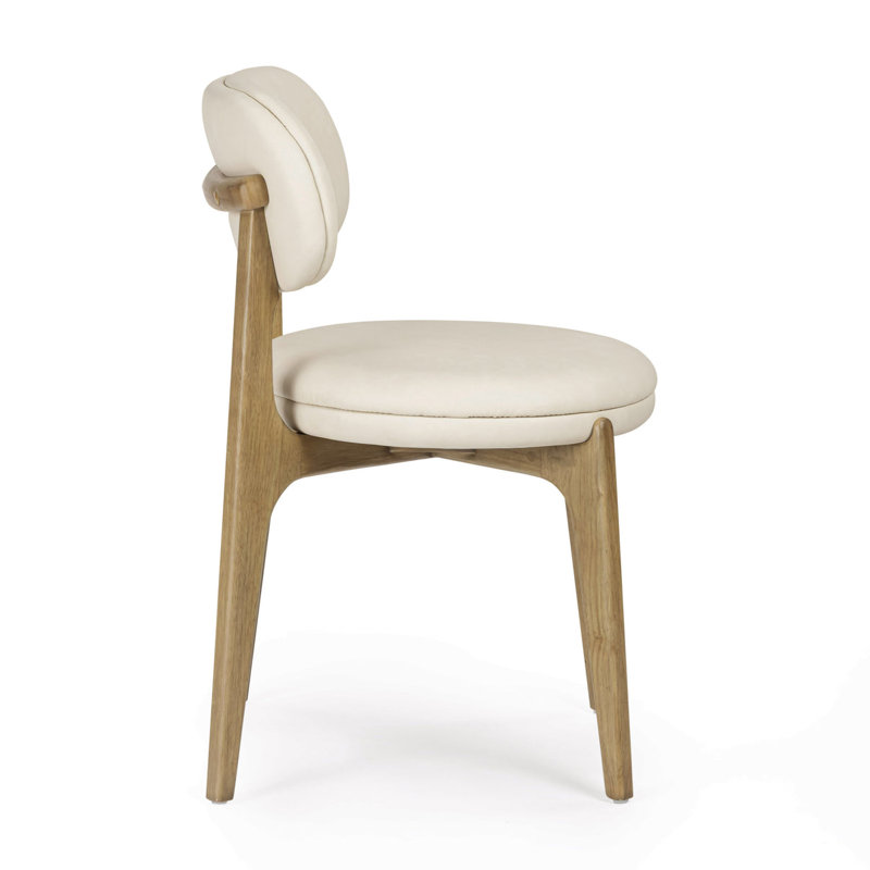 Chaise en cuir végétalien performance performance crème Lucas