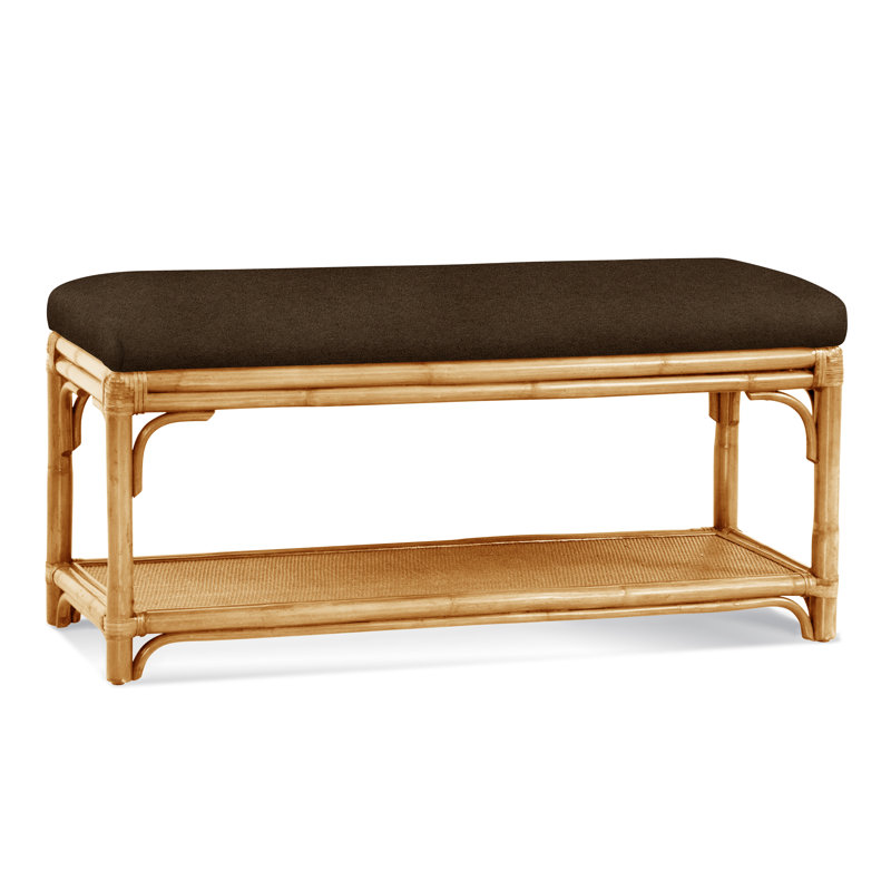 Summer Retreat Wicker Shelf Storage Bench, Java, Elite Chocolate; 0321-72