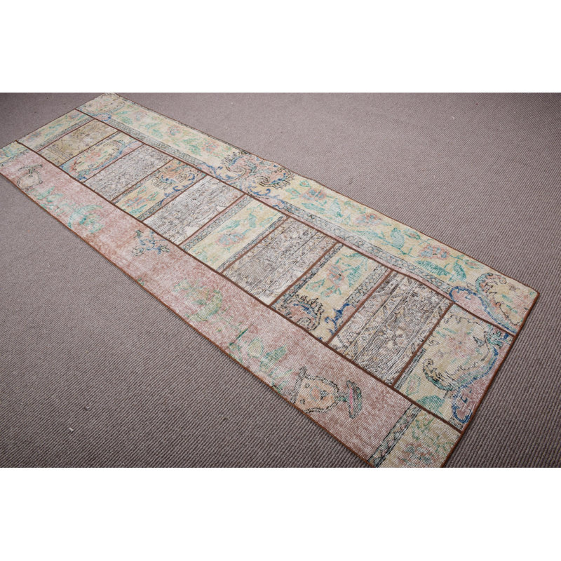 Tapis turc Oushak tissé à la main en vert vif, idéal pour rehausser le décor du couloir