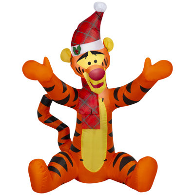 Christmas Inflatable Tigger in Santa Hat