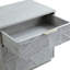 Table de chevet à 3 tiroirs en chêne gris avec porte sculptée à la main et poignées en acier inoxydable-929049194