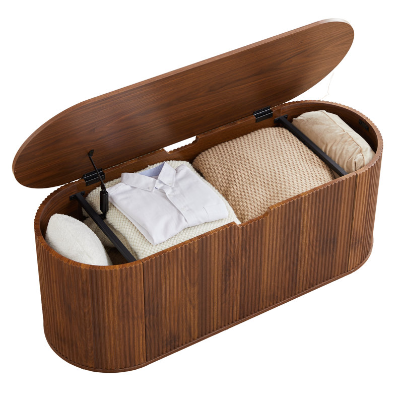 Wooden  Storage Trunk For Bedroom,Living Room,Entryway, Walnut
