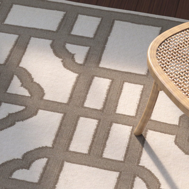Tapis beige / brun en laine tissé à la main Roberta, Rectangle 8 pi x 11 pi