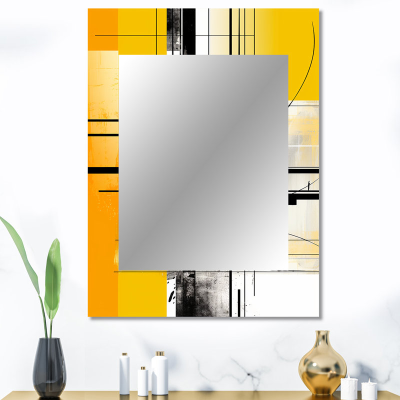 «Yellow Brilliant Echoes Abstract Collages II», art mural en métal imprimé, 40 po x 30 po