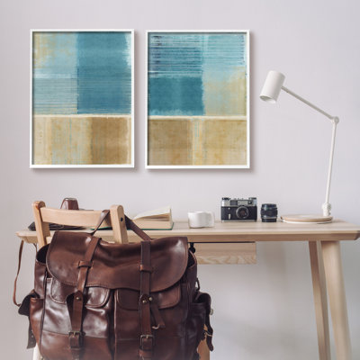 «Brown and Blue Abstraction», impression sur bois 2 pièces