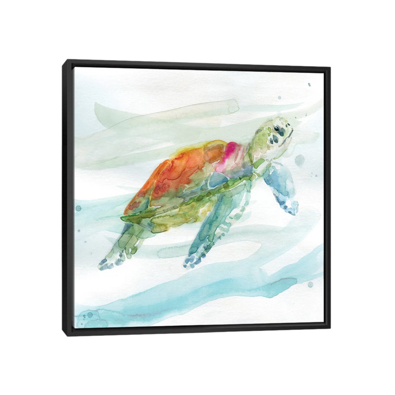 Tortue des tropiques I, H 18 po x l 18 po x P 1,5 po, Toile avec cadre noir, Pas de tapis