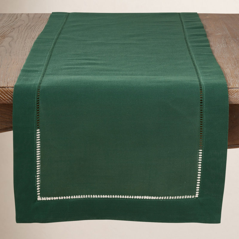 Emmeline Solid Color Table Runner, Green, 60" L x 16" W
