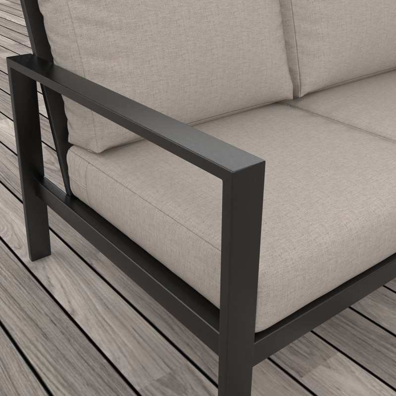 Ensemble de conversation Townsend avec coussins Sunbrella®, Argent coulé Sunbrella®, Acajou