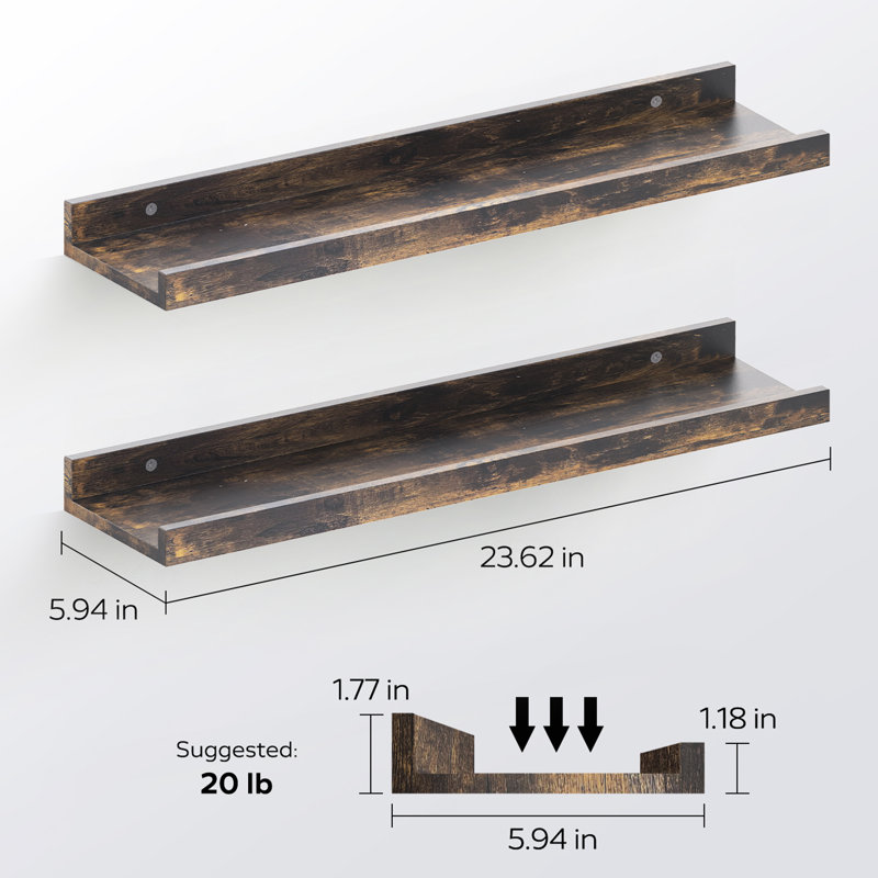 4 Piece Floating Shelf, 1.7" H x 23.5" W x 5.9" D, Retro