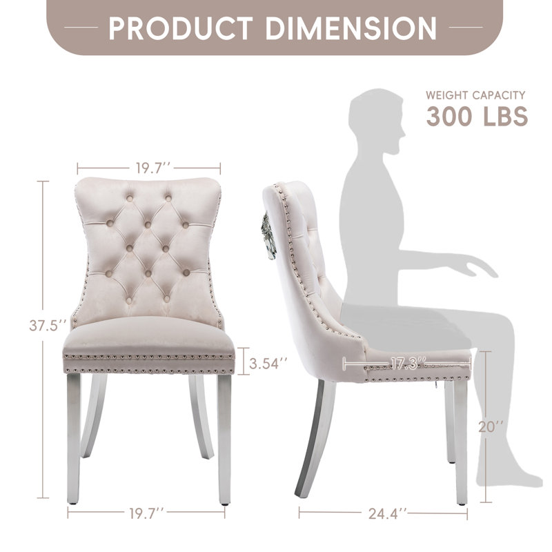 Chaises de salle à manger rembourrées Modern, Beige