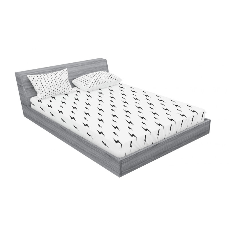 Queen White Microfiber Lightning Print Sheet Set