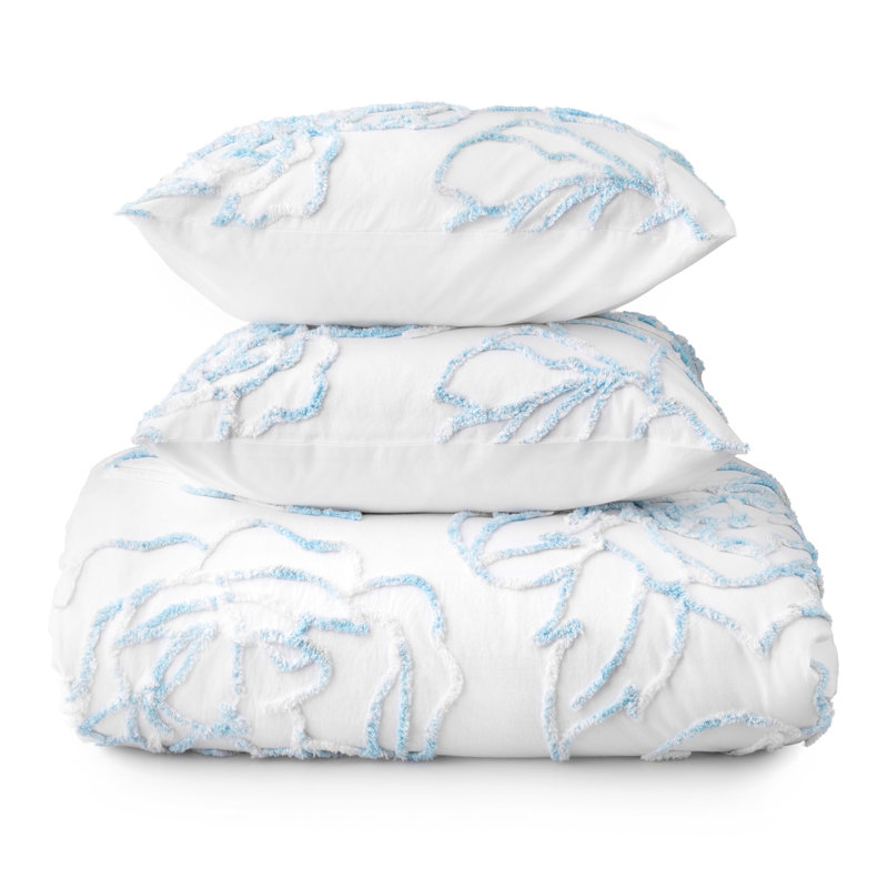 Ensemble d'édredon traditionnel en coton bleu Adrian, Édredon grand + 2 taies décoratives