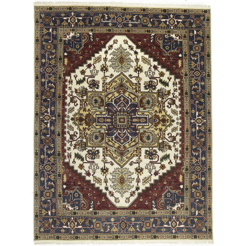 Tapis oriental crème Heriz Serapi 9X12