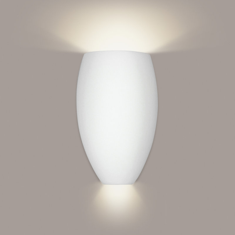 Aulay Ceramic Flush Mounted Sconce, Satin White, No