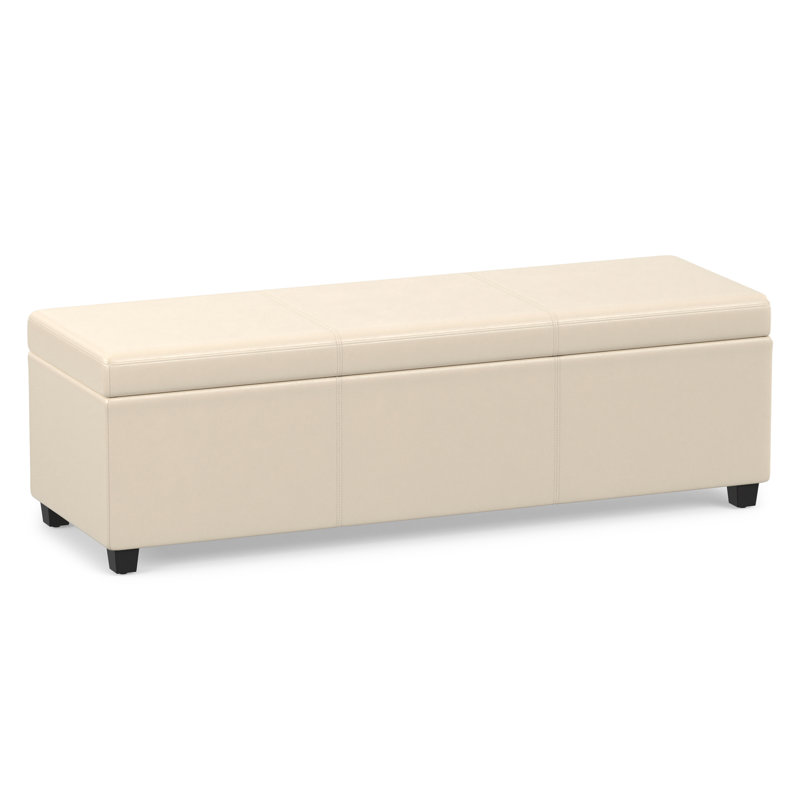 Banc de rangement avec repose-pieds avec rangement caché Avalon, Crème satinée