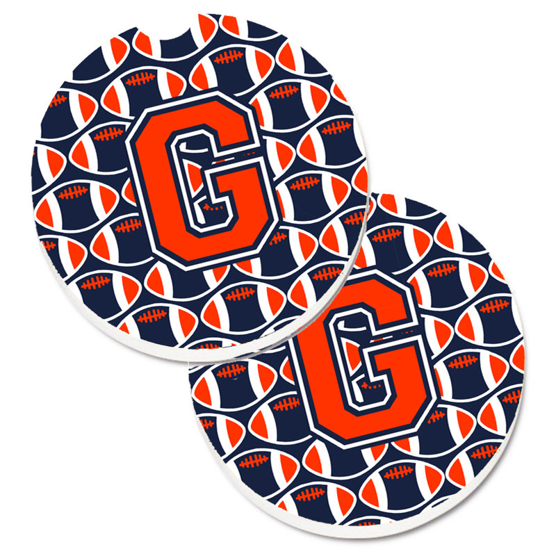 Sous-verre de football, G, Orange / bleu marine
