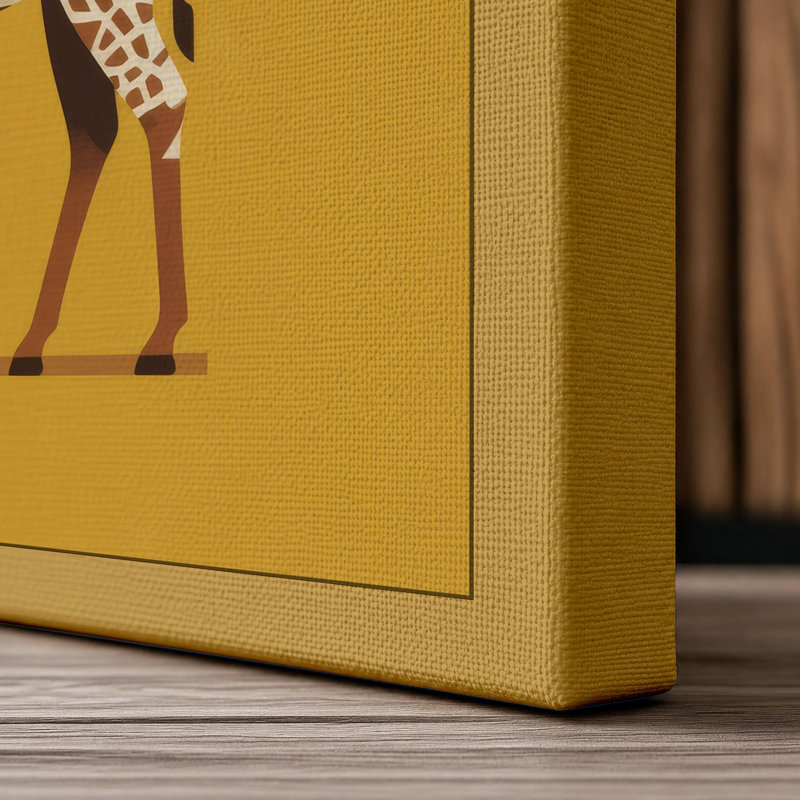Standing Giraffe Modern - Wrapped Canvas, 18x12 - 45.7 x 30.5 cm, Ochre Border