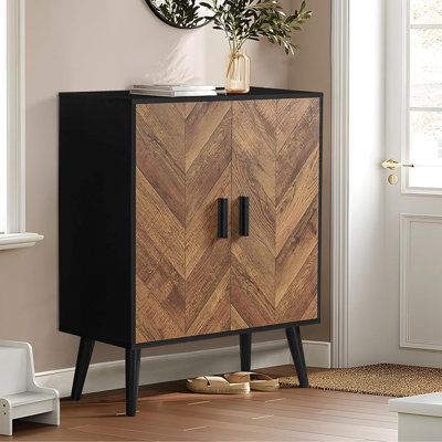Storage Sideboard Cabinet With 2 Shelves & Doors, Accent Storage For Entryway, Black