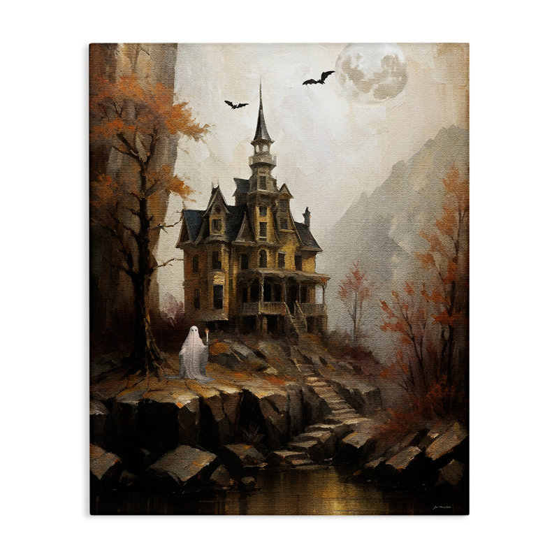 «Haunted Castle with Ghost», art mural par Jo Moulton, H 20 po x l 16 po