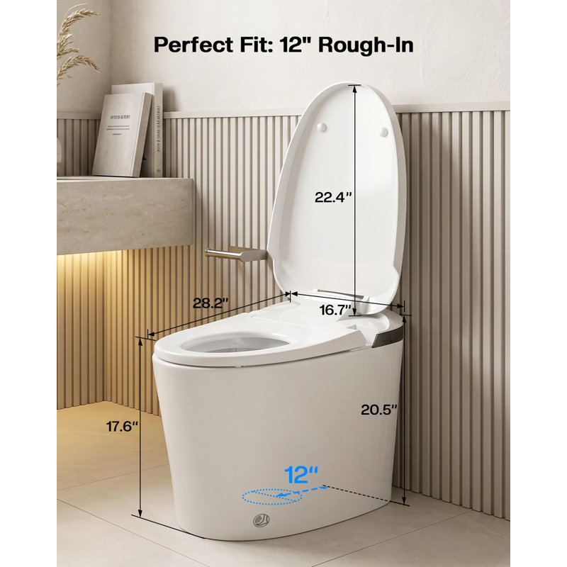 KEETO T01A Smart Toilet with Bidet Built In, 1000g MaP Flush, Auto Open/Close Lid, Foot Sensor, Heated Seat, 17.6" ADA Comfort Height, Built-In Tank and 12" Rough-In