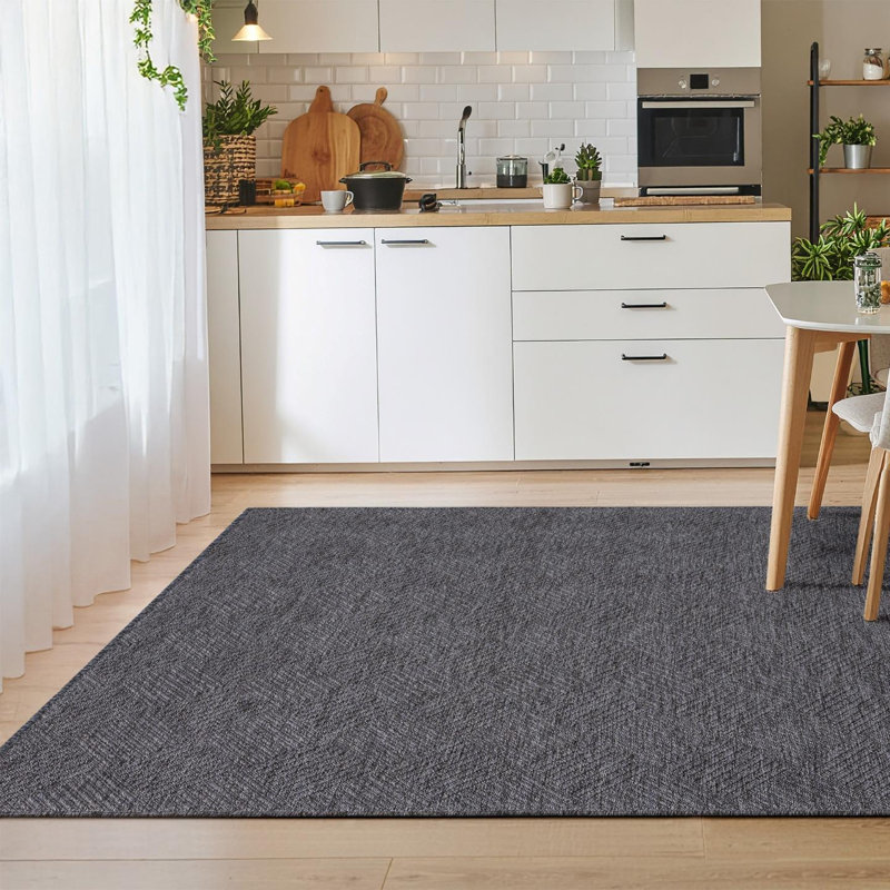 Tapis moderne à carreaux antidérapant lavable, Rectangulaire 8 pi x 10 pi