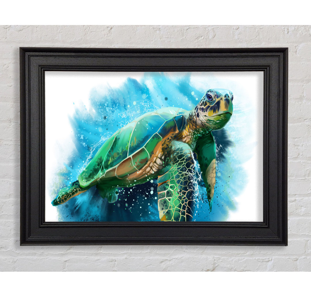 Gerahmtes Leinwandbild Das Sea Turtle Watercolor