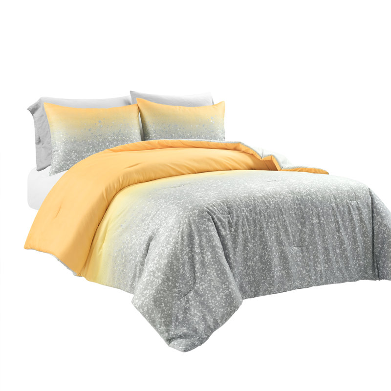 Édredon en microfibre 2 pièces , Rosé / gris, Édredon double / grand + 2 taies décoratives + 2