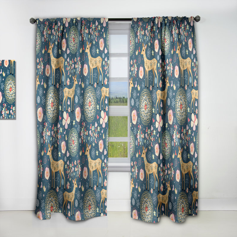 Gold Checkered Pattern II - Abstract Mid-Century Modern Blackout Curtain Single Panel, 52" W x 90" L