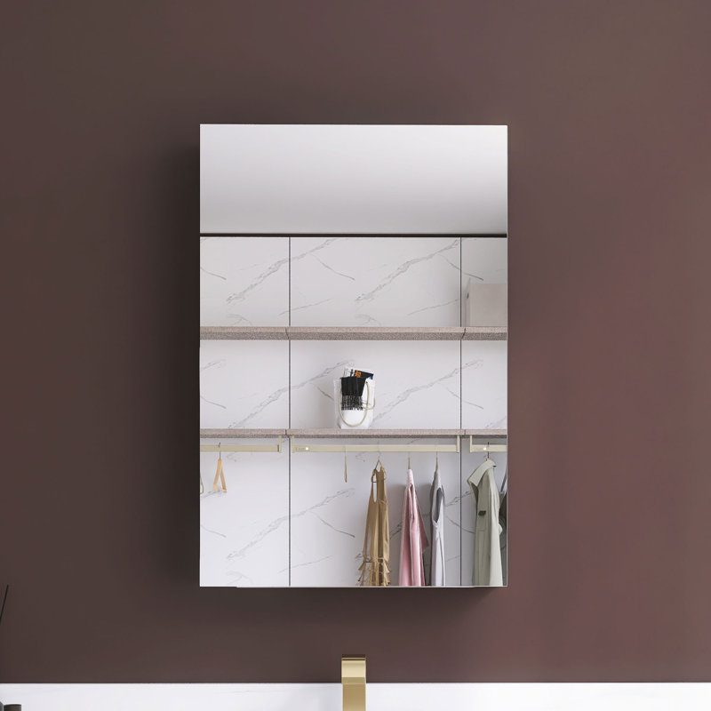 Pharmacie rectangulaire en aluminium avec miroir, H 30 po x l 20 po x P 4,8 po