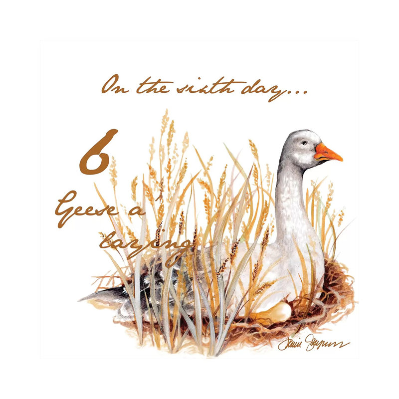 Six Geese A-Laying by Janice Gaynor - Wrapped Canvas Painting, 45.72 cm H x 45.72 cm W x 1.91 cm D