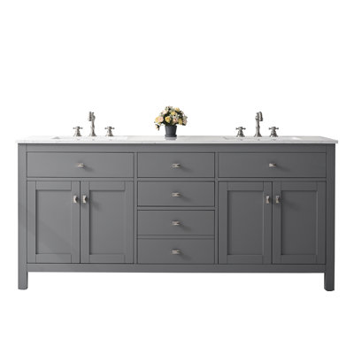 Meuble-lavabo double transitionnel gris Odilion