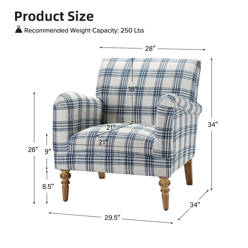 Fauteuil en polyester 29,5 po Arching Farmhouse, Marine