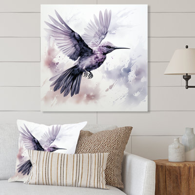 Grey Fluttering Hummingbird Blooms IV - Hummingbird Animal Metal Wall Art
