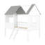 Lit mezzanine simple de taille simple avec fenêtres latérales - Structure de jeu en bois de pin blanc et gris
