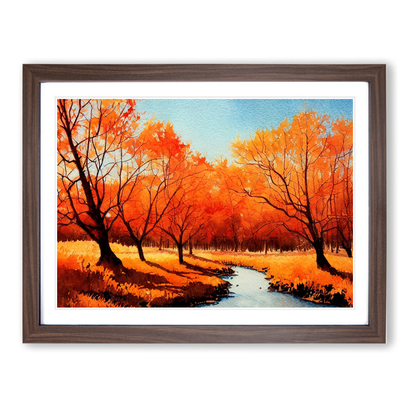 Spirited Autumn Forest - Single Picture Frame Painting, Walnut Framed, 25cm H x 34cm W x 2cm D