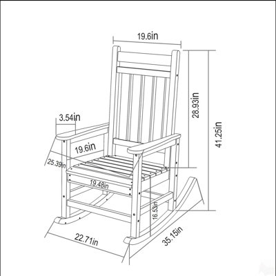 Oversized Rocking Chair with Wood-Texture, Outdoor Rocking Chair for Adults, All Weather Resistant Porch Rocker for Lawn Garden
