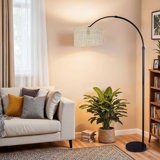 Aurane 1 Light Floor Lamp With Matte Black Finish And Natural Rattan Shade