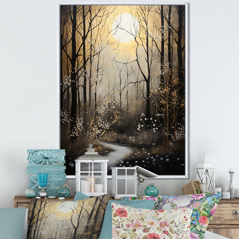 «Forest Tree Monochrone Moonlit Shadows II», reproduction d'art sur toile traditionnelle, H 32 po x l 16 po x P 1 po