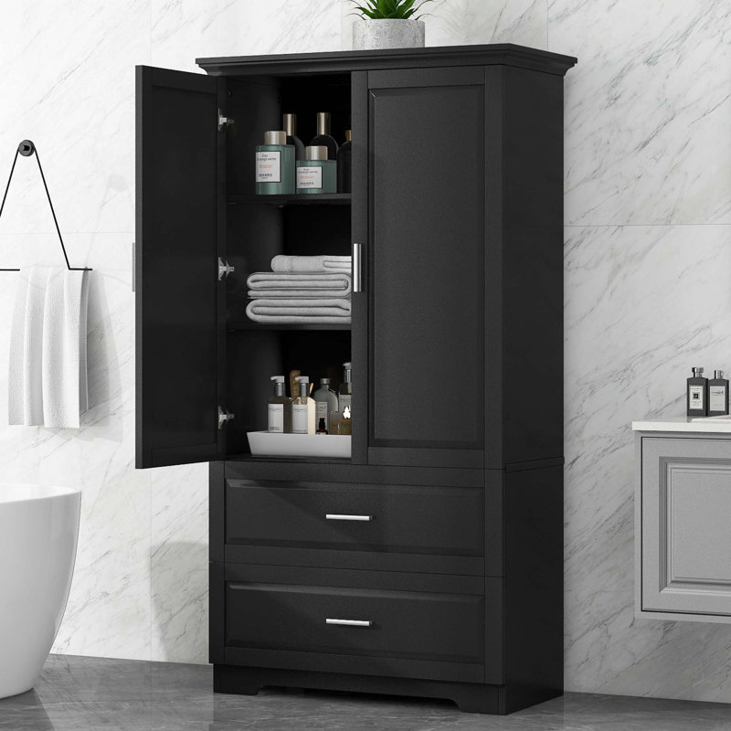 Tall Bathroom Storage Cabinet, Black