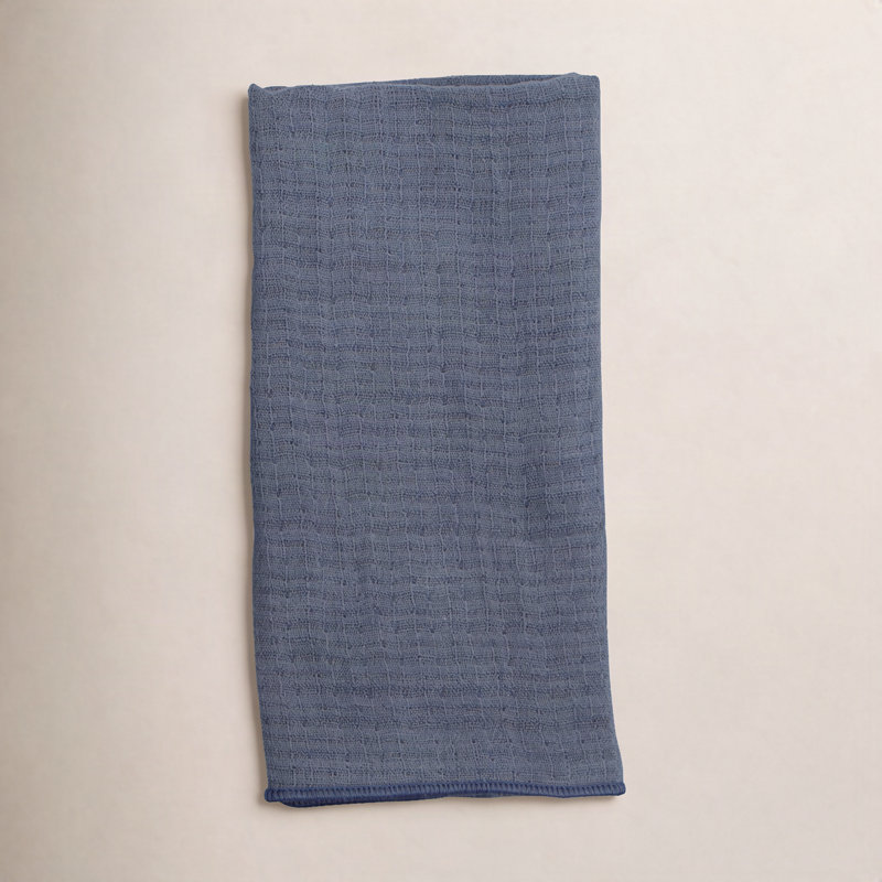 Serviette réversible en mousseline avec ourlet surjeté, Marine