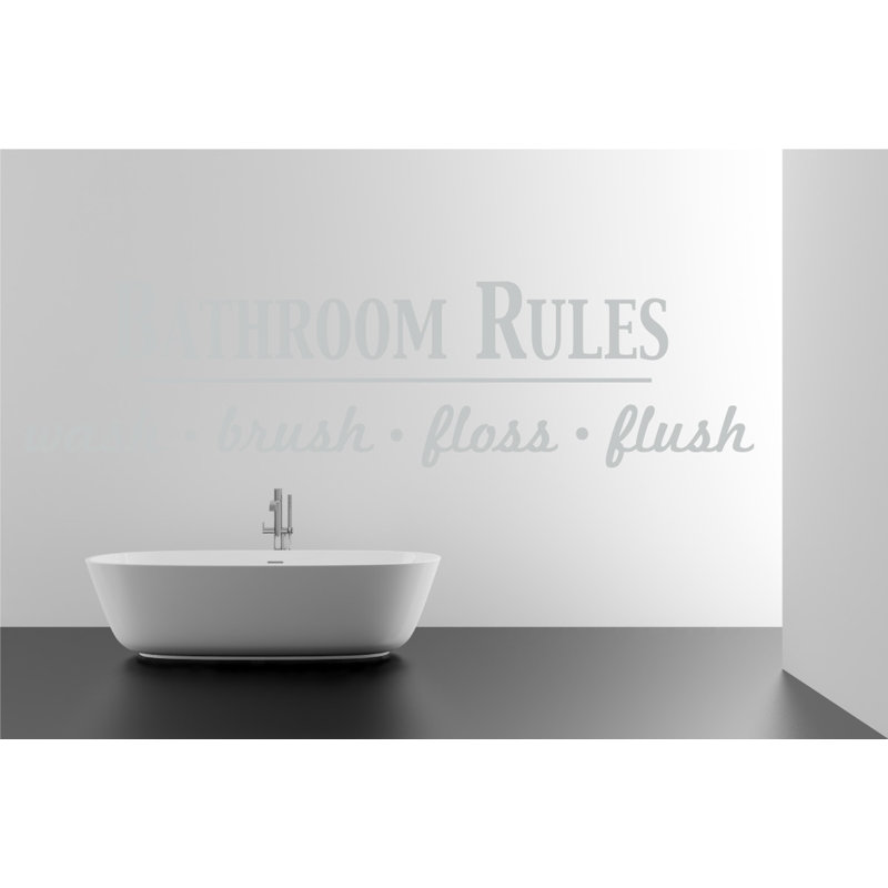 Décalcomanie murale règles de salle de bain, Gris clair, H 9 po x l 36 po x P 0,01 po